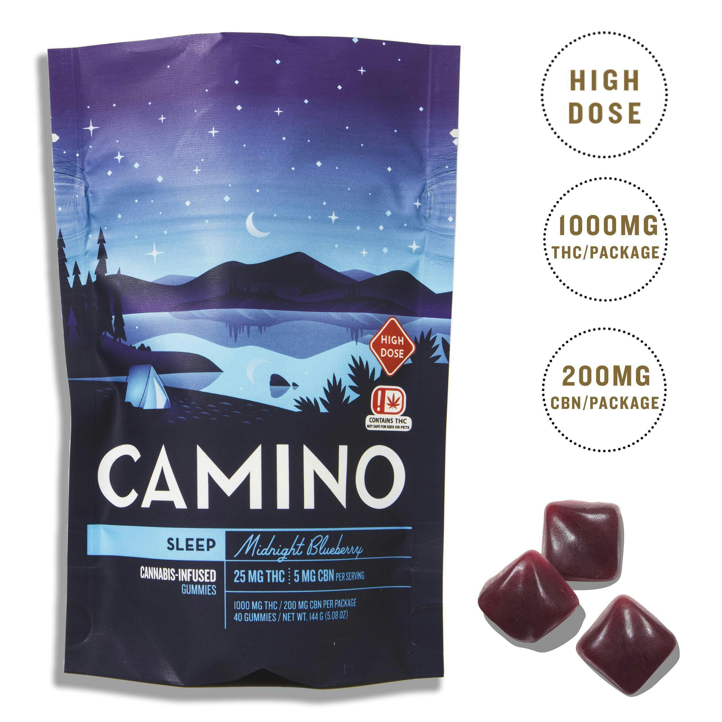 1000mg Midnight Blueberry | 5 : 1 THC : CBN Gummies | Camin