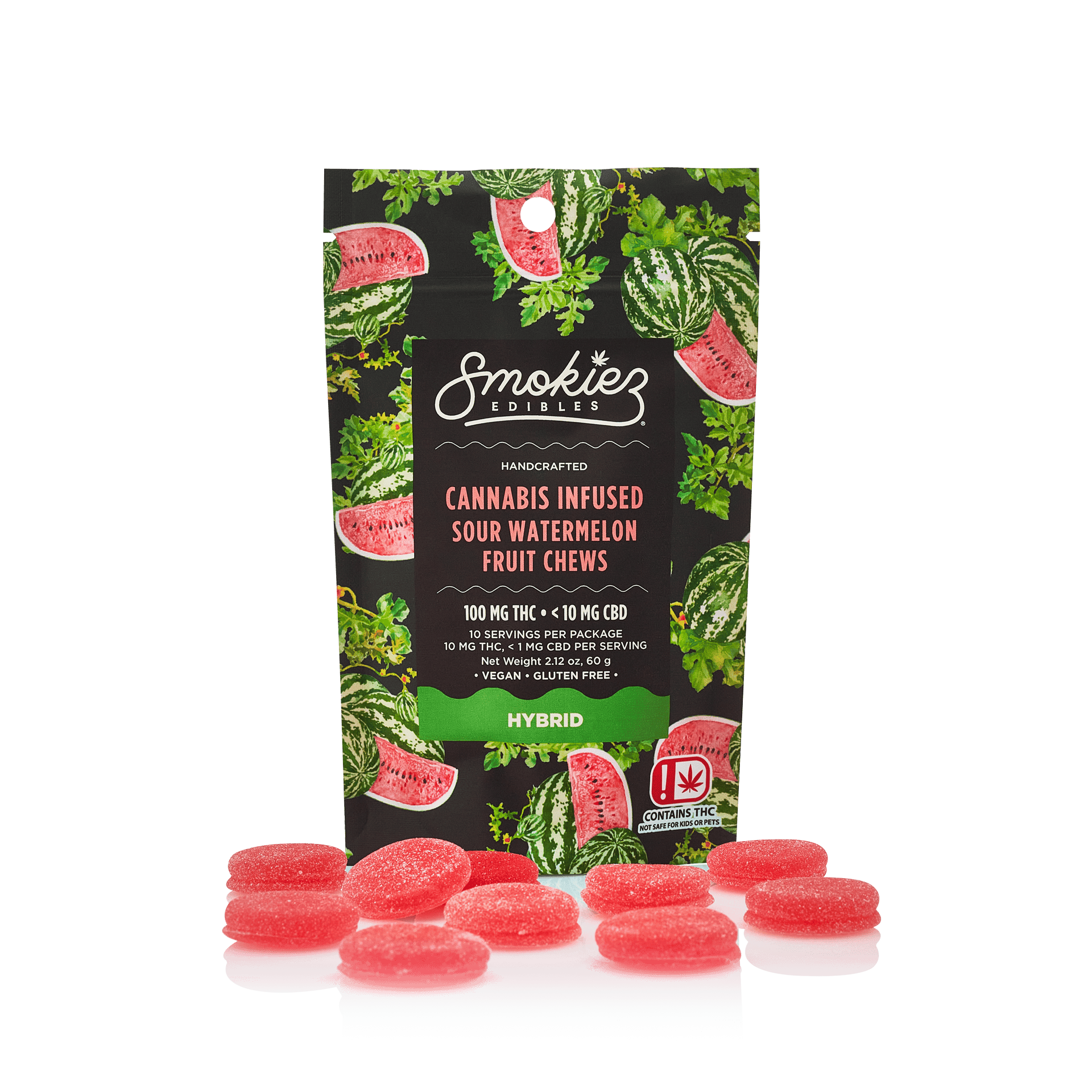 Sour Watermelon Live Resin Fruit Chews | 100mg | 10ct | 10mg/ea