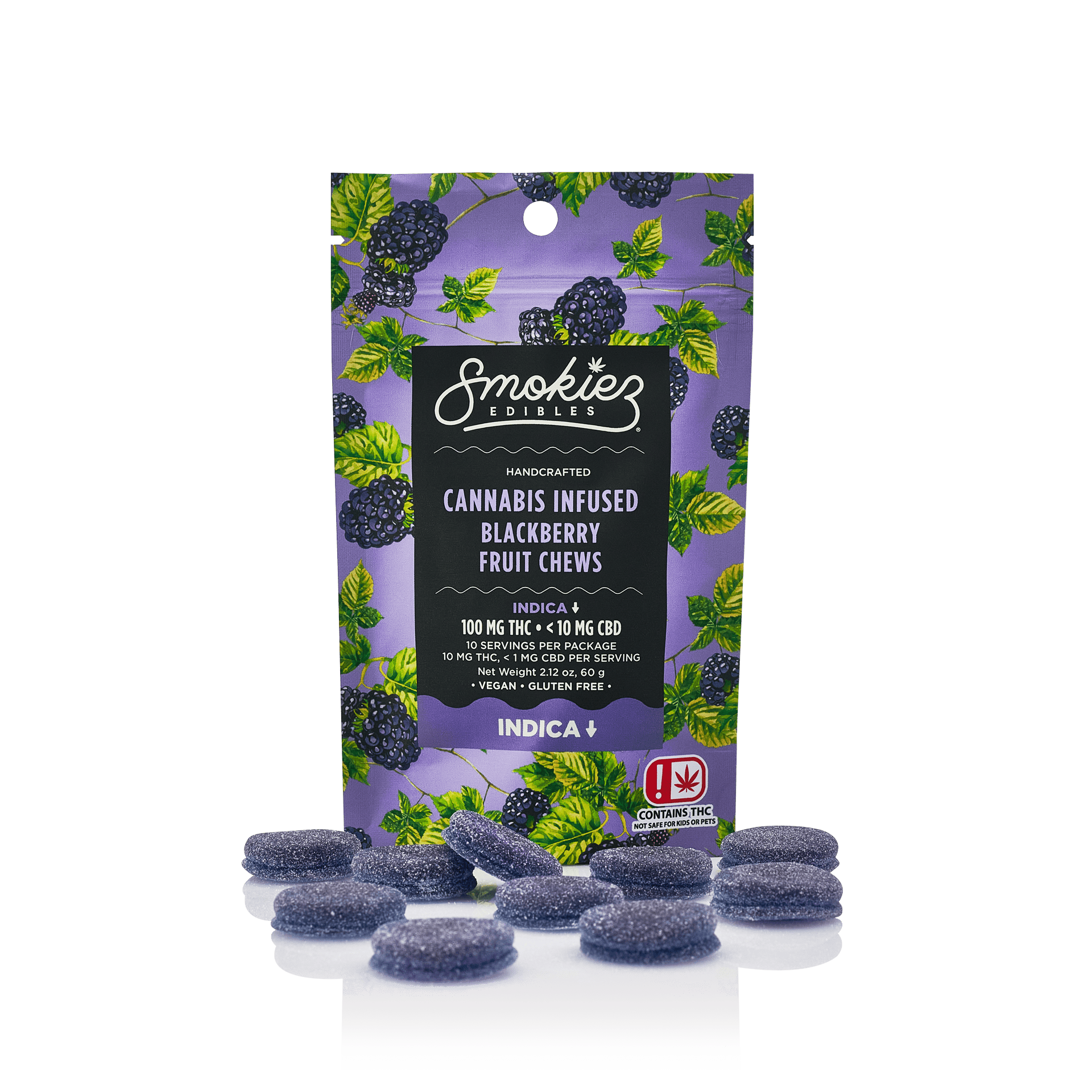 100mg Sweet Blackberry Fruit Chews - Smokiez Edibles
