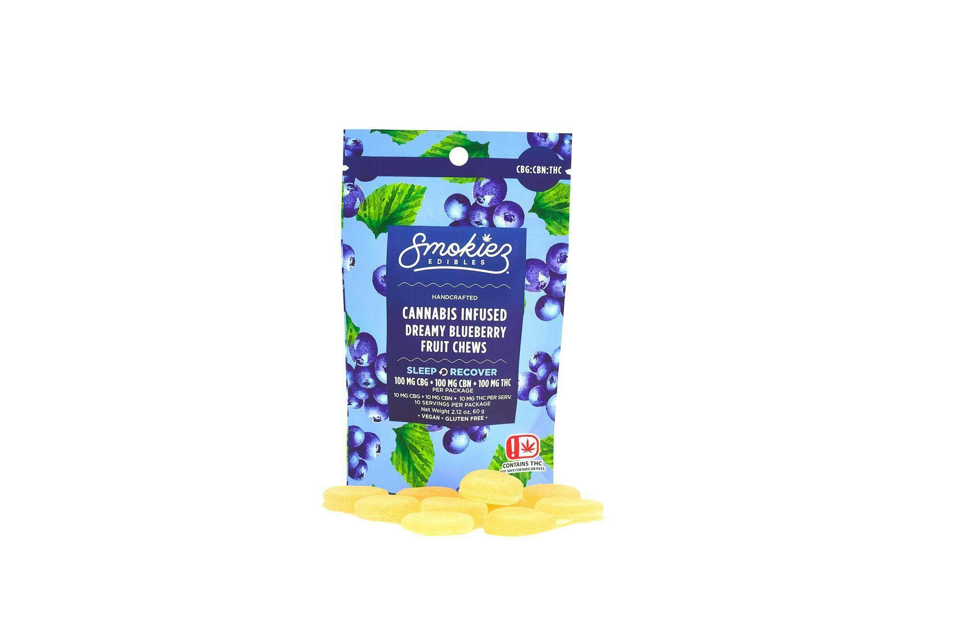 Sour Dreamy Blueberry Fruit Chews 1:1:1 CBG:CBN:THC | 10ct | 10mg/ea