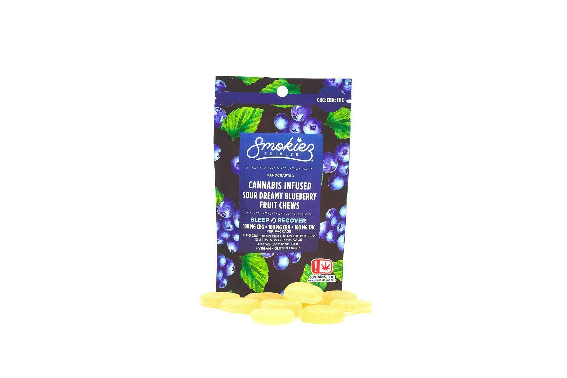 Sour Dreamy Blueberry Fruit Chews 1:1:1 CBG:CBN:THC | 10ct | 10mg/ea