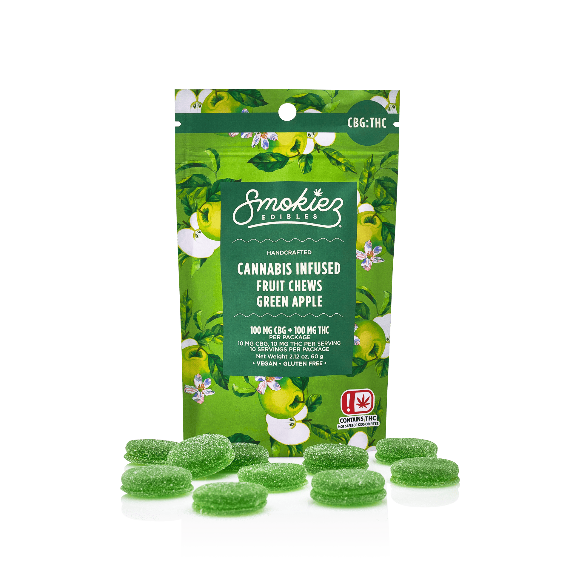 Sour Green Apple Gummies | 100mg | 10ct | 100mg/ea