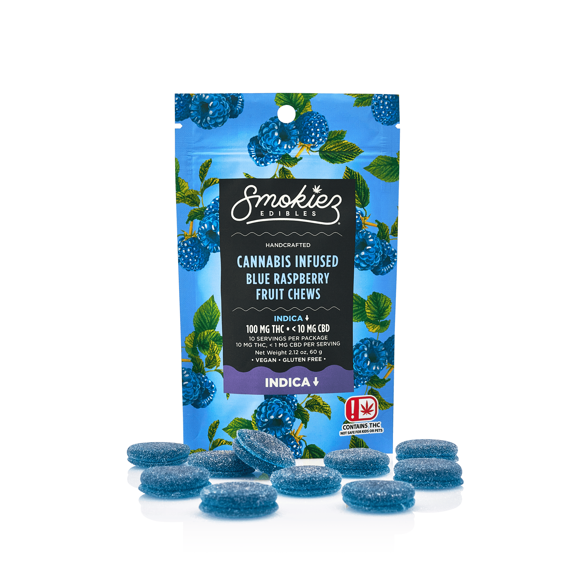 Blue Raspberry Fruit Chews | 100mg | 10ct | 100mg/ea
