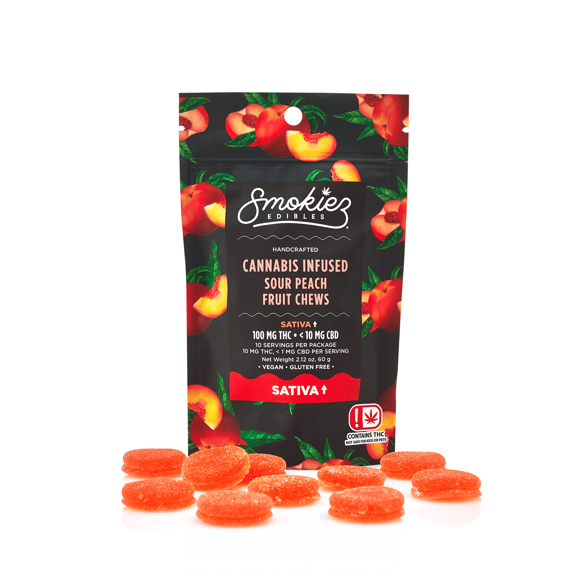 100mg Sour Peach | SATIVA | Smokiez