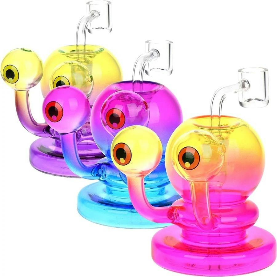 Neon Beastie Snail Glass Water Pipe - 4" / 14mm F