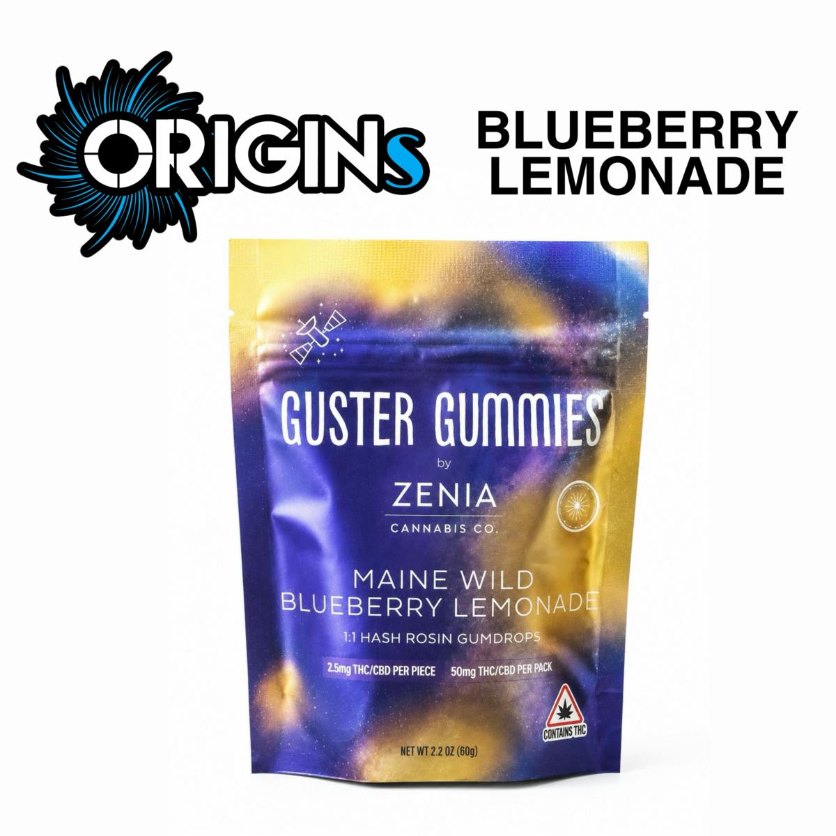 Maine Wild Blueberry Lemonade Hash Rosin Guster Gummies 50MG - Zenia (Hybrid)