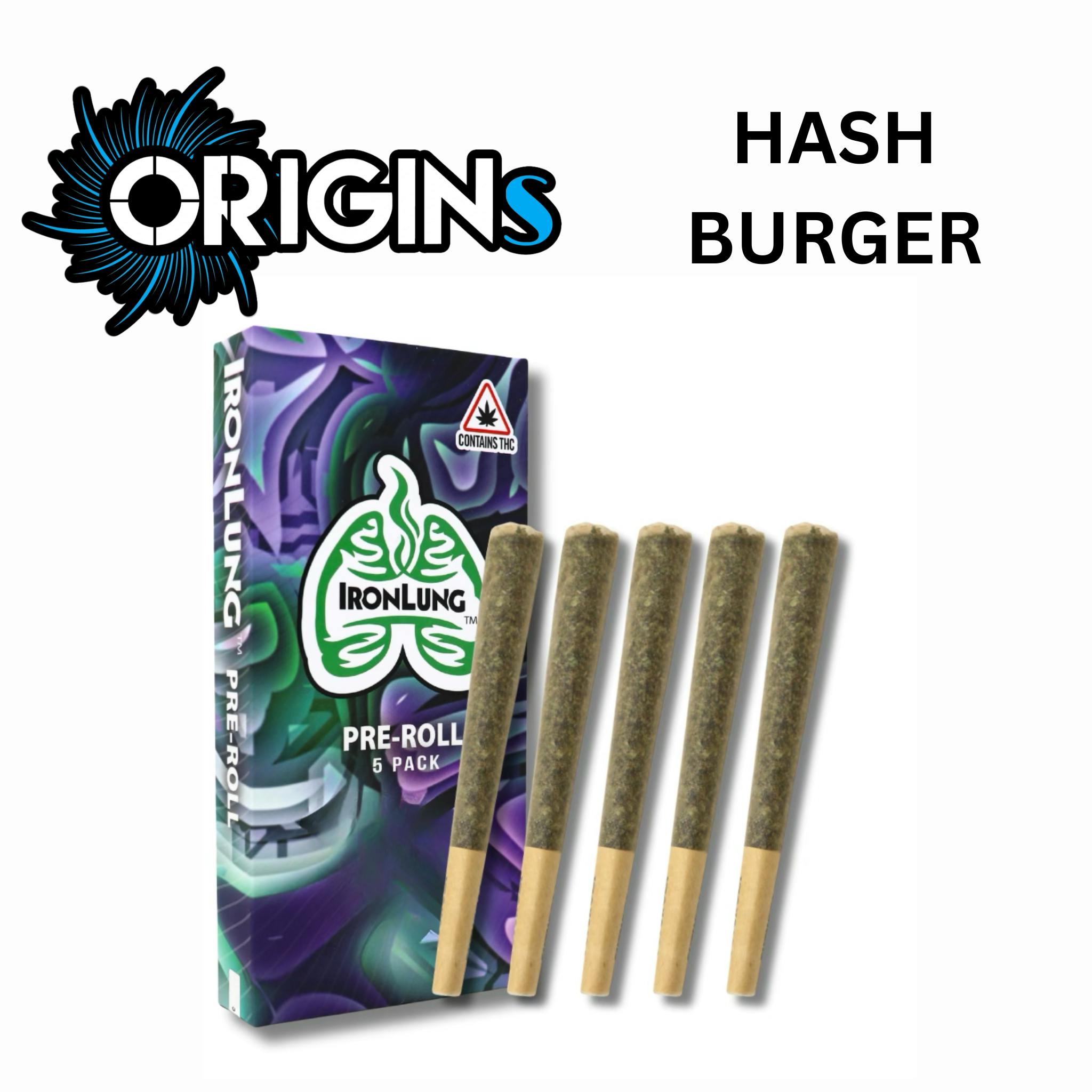 Hash Burger 5 Pack Prerolls- Iron Lung (Indica)