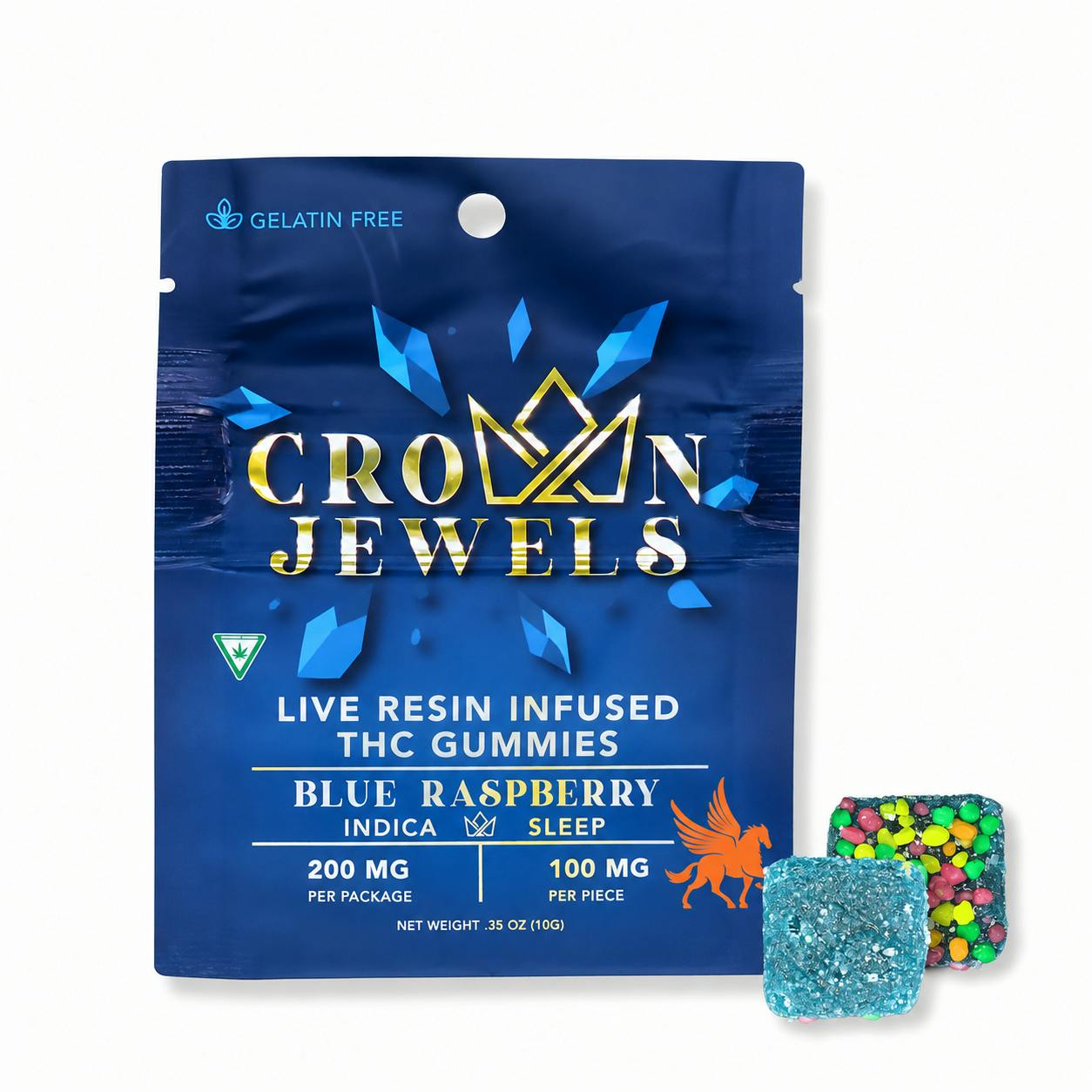 Crown Jewels | Blue Raspberry Gummies | 200mg | 8ct | 25mg/ea by Gold Crown