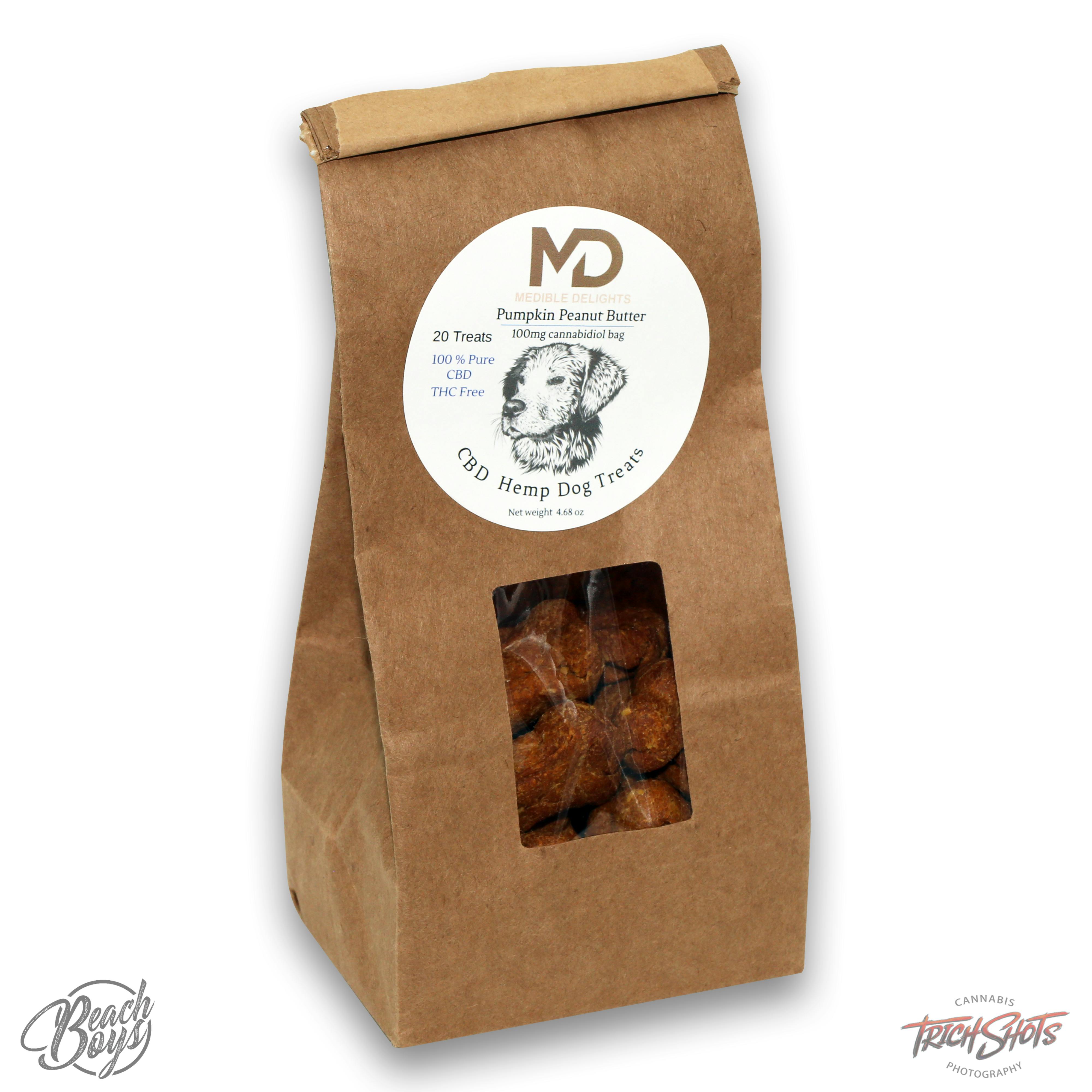 CBD Pumpkin & Peanut Butter Dog Treats 100mg by Medible Delights