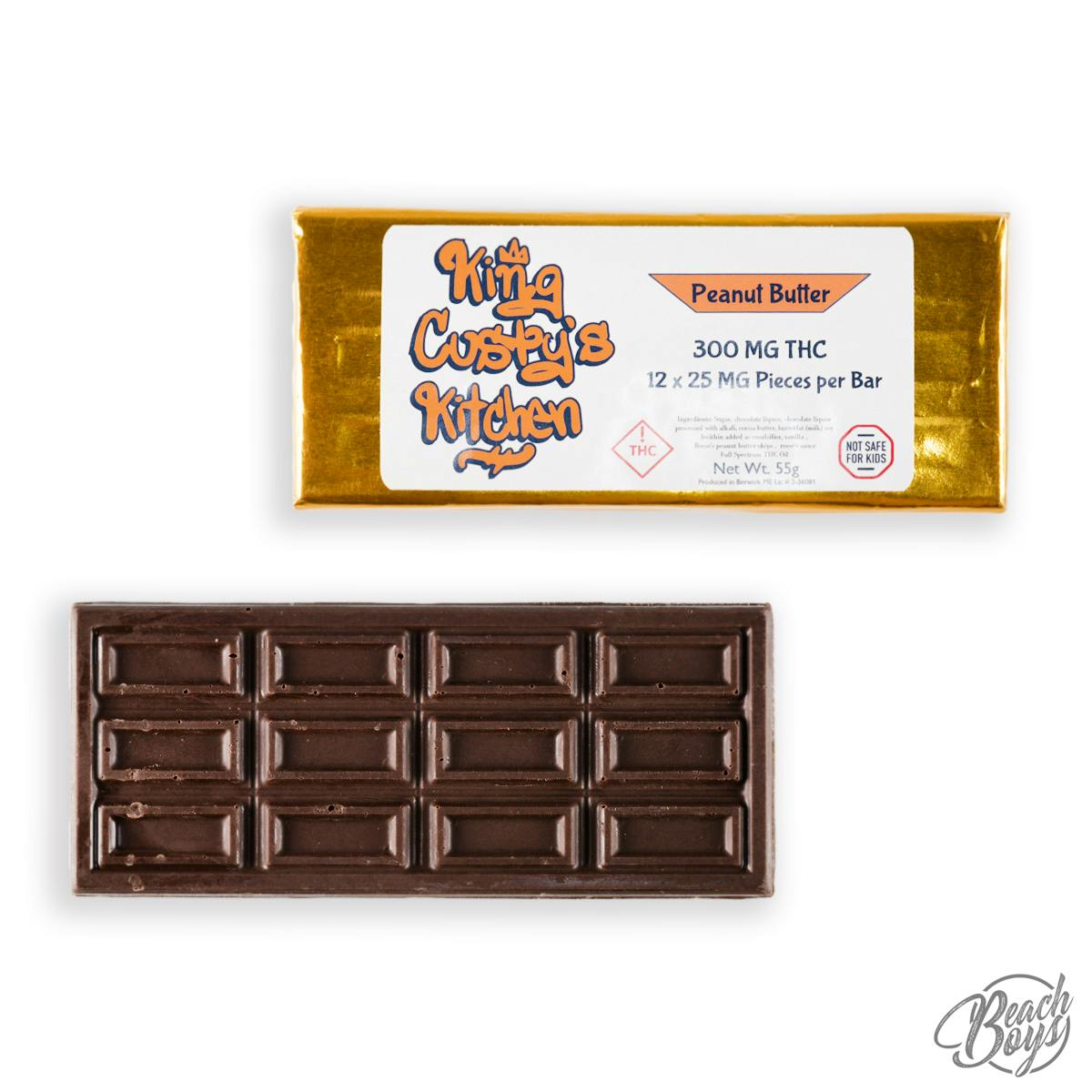 🆕 Peanut Butter - Chocolate Bar (300mg) | King Custy’s Kitchen | Chocolates