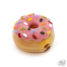 Large Pink Sprinkle Donut Pipe - KGB Glass