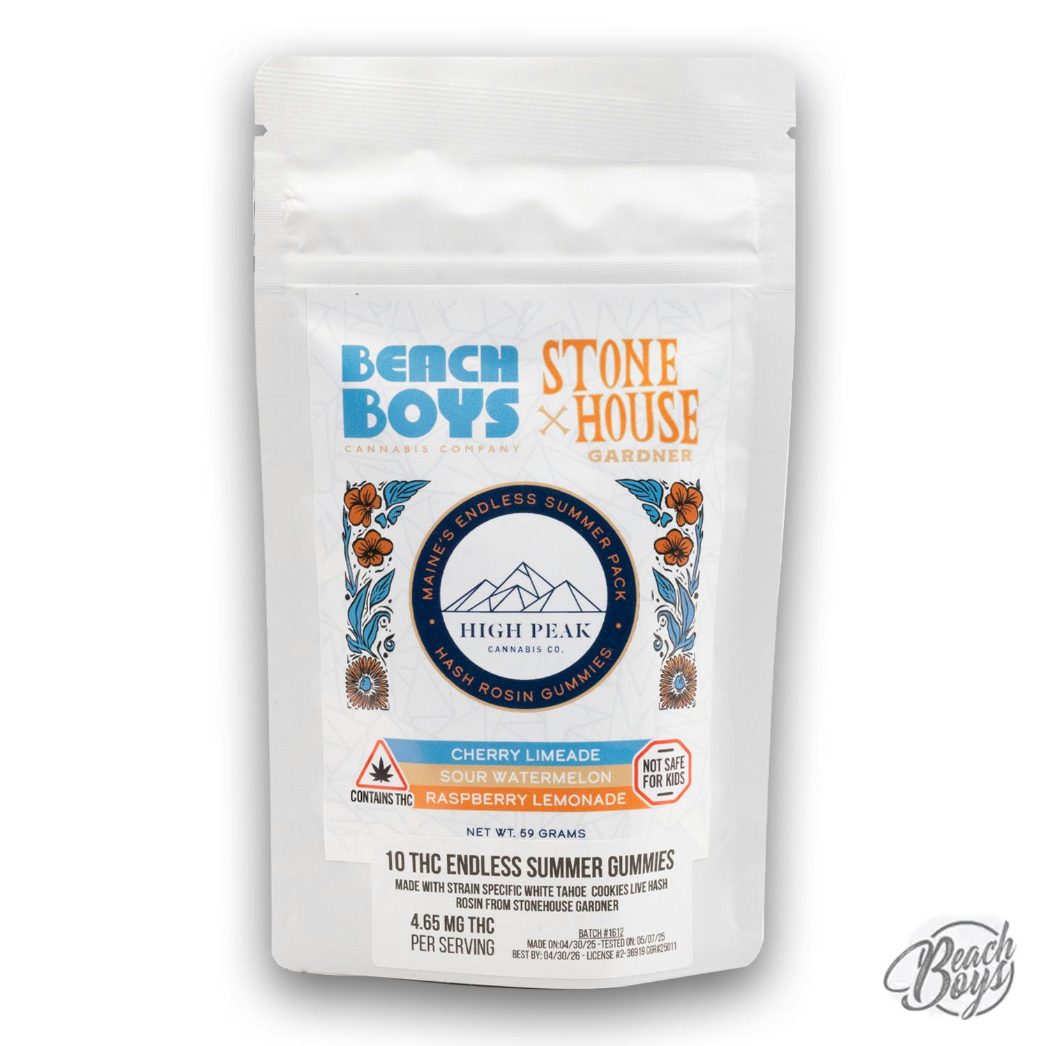 ~50mg Endless Summer Hash Rosin Gummies 10-pack - BBCC x High Peak x Stonehouse Gardner