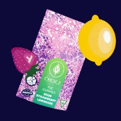 Super Sour Strawberry Lemonade Gummies | 200mg | 10ct | 20mg/ea by Choice Chews
