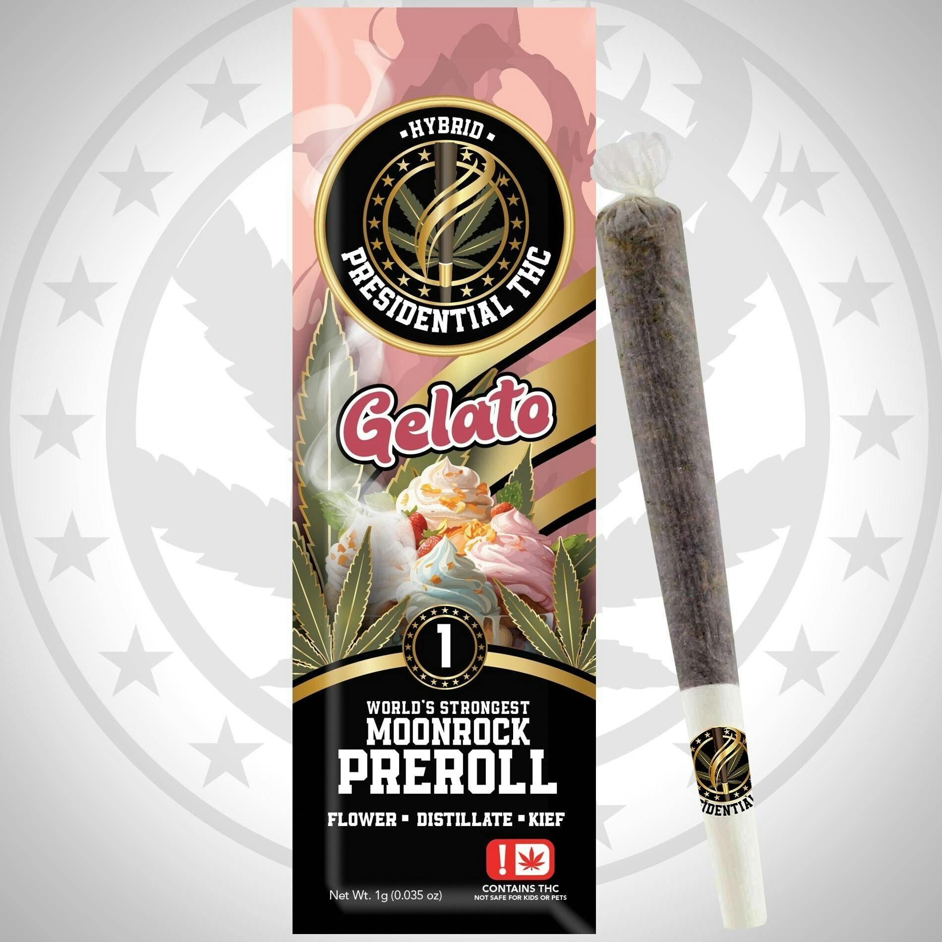 Presidential Pre Rolls - Gelato (H) - 1g Moon Rock Infused Pre Roll