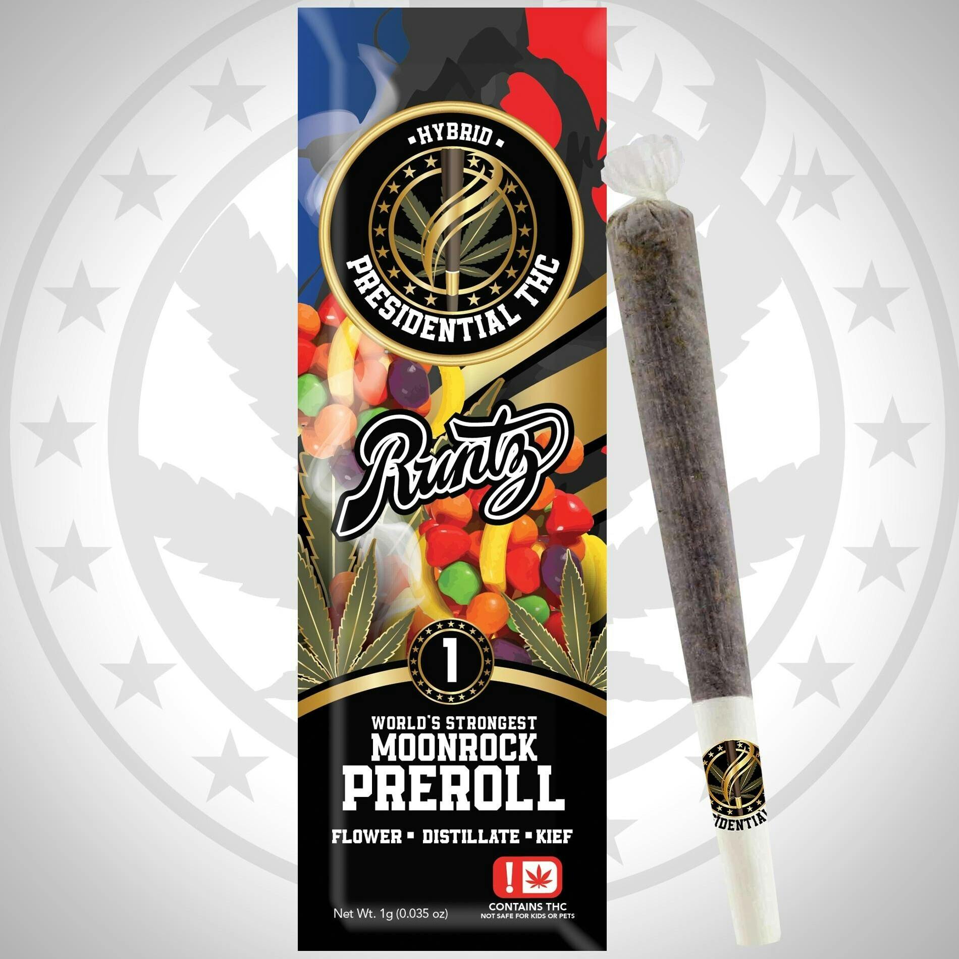 Presidential Pre Rolls - Runtz (H) - 1g Moon Rock Infused Pre Roll