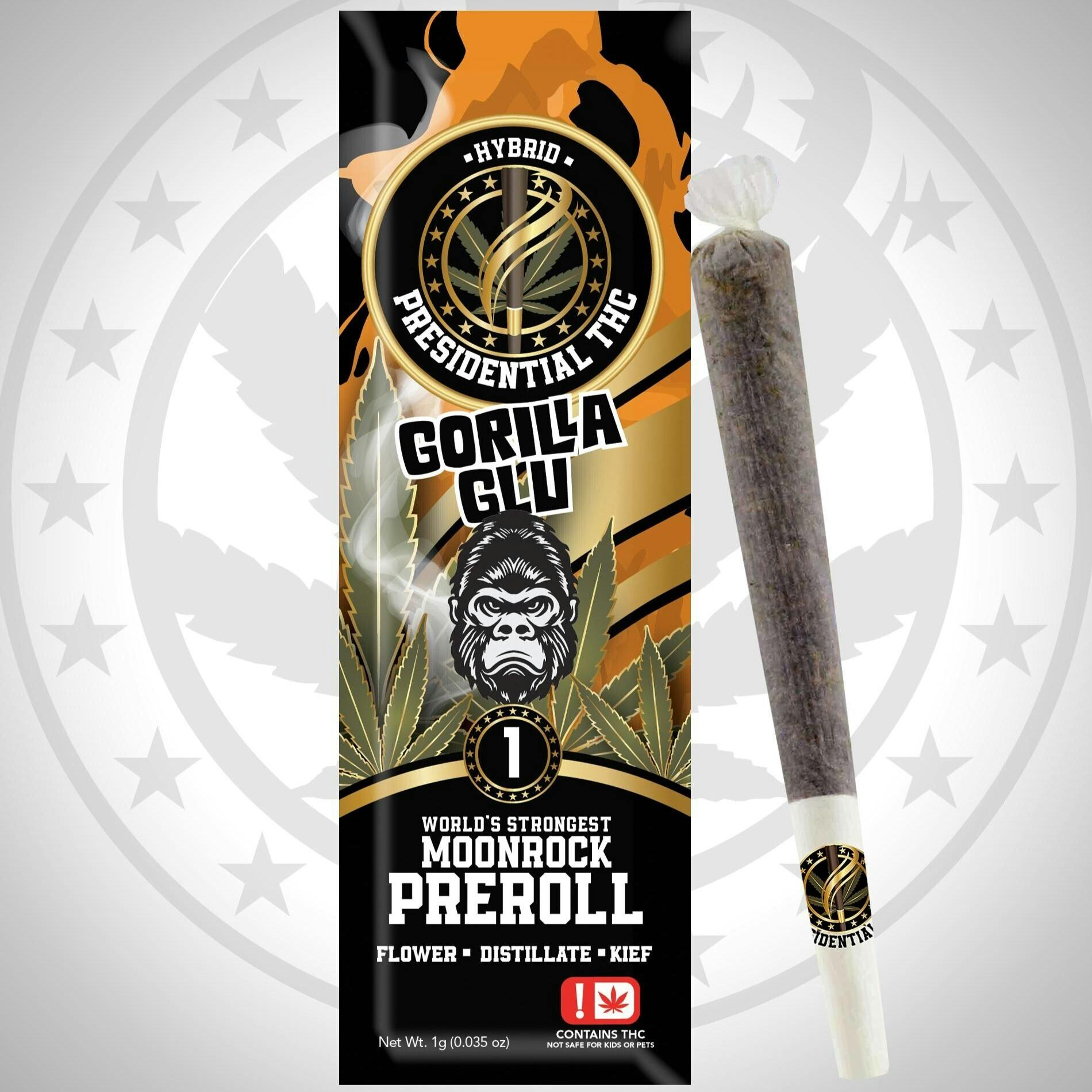 Presidential Pre Rolls - Gorilla Glu (H) - 1g Moon Rock Infused Pre Roll