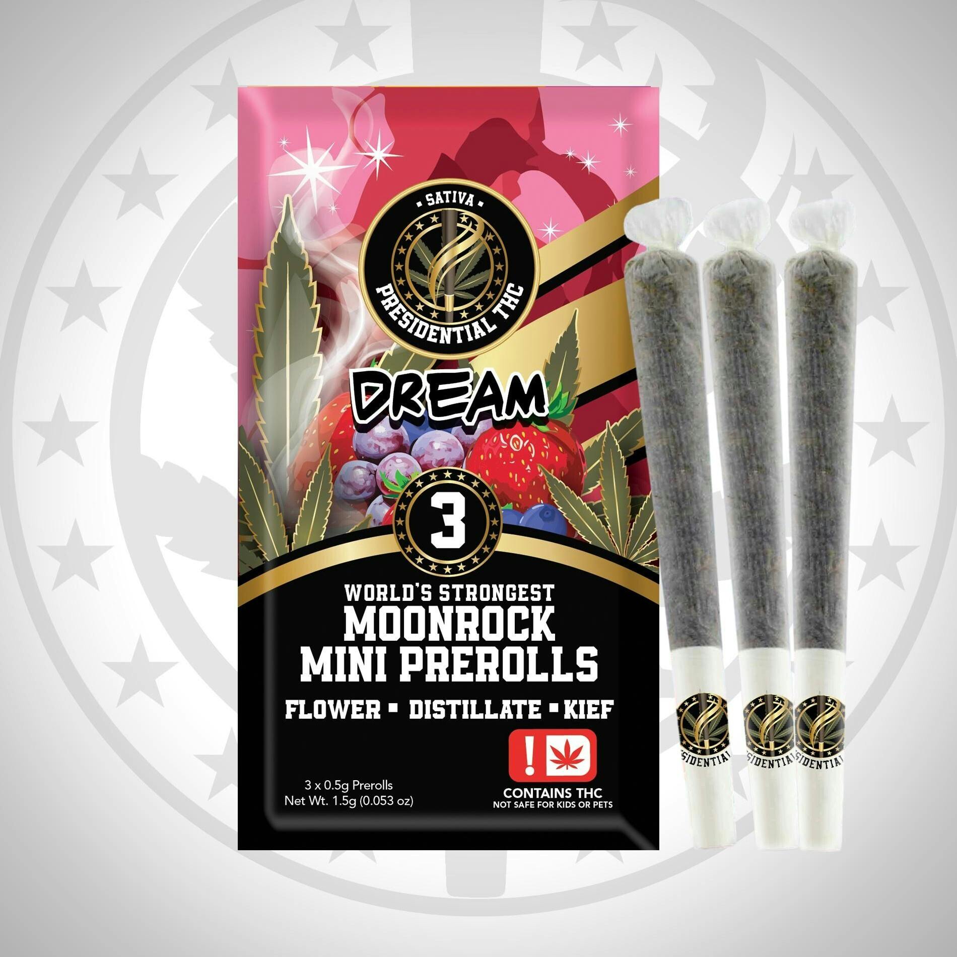 Presidential Mini Pre Rolls - Dream (S) - 1.5g Moon Rock Infused Pre Rolls (3ct)