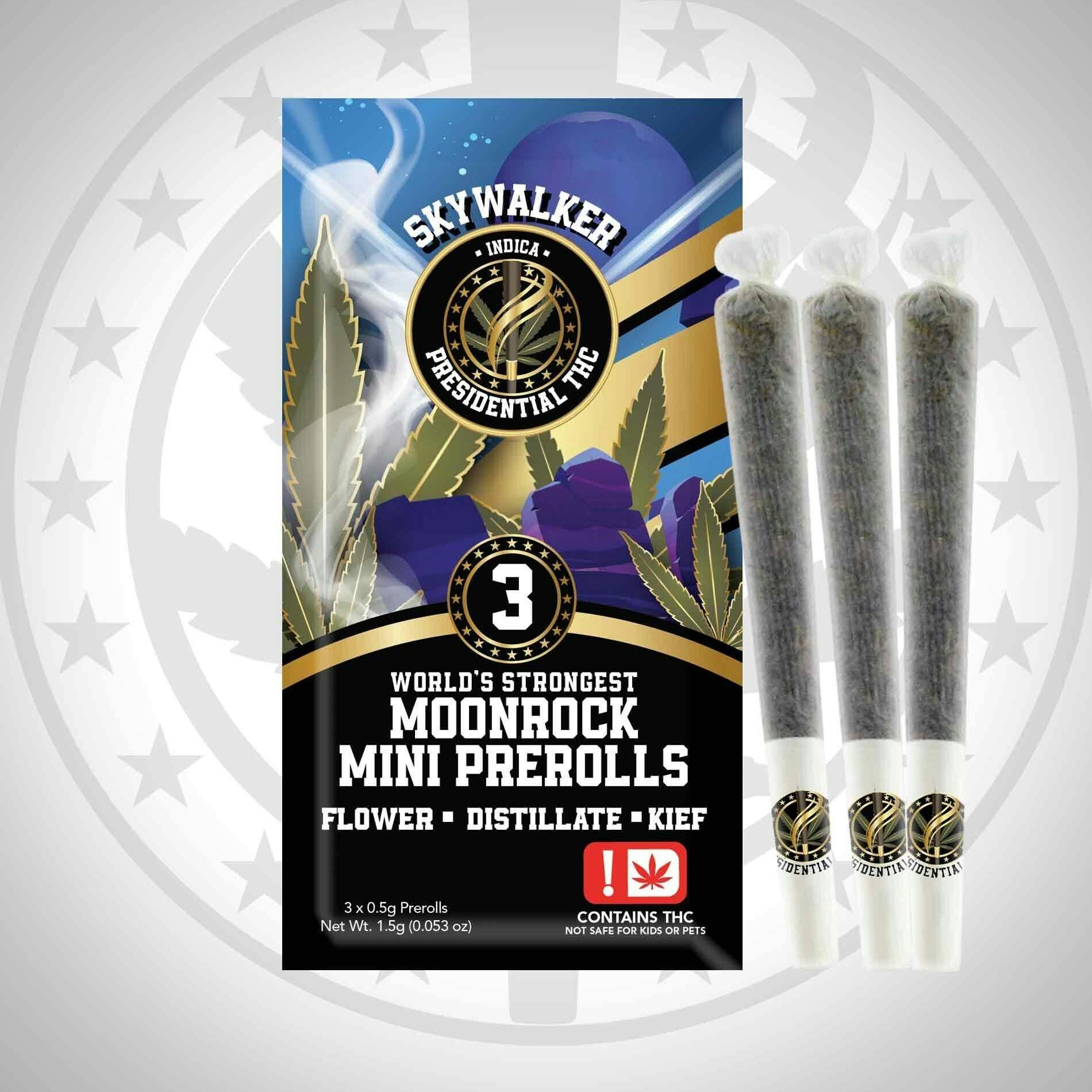 Presidential Mini Pre Rolls - Skywalker (I) - 1.5g Moon Rock Infused Pre Rolls (3ct)
