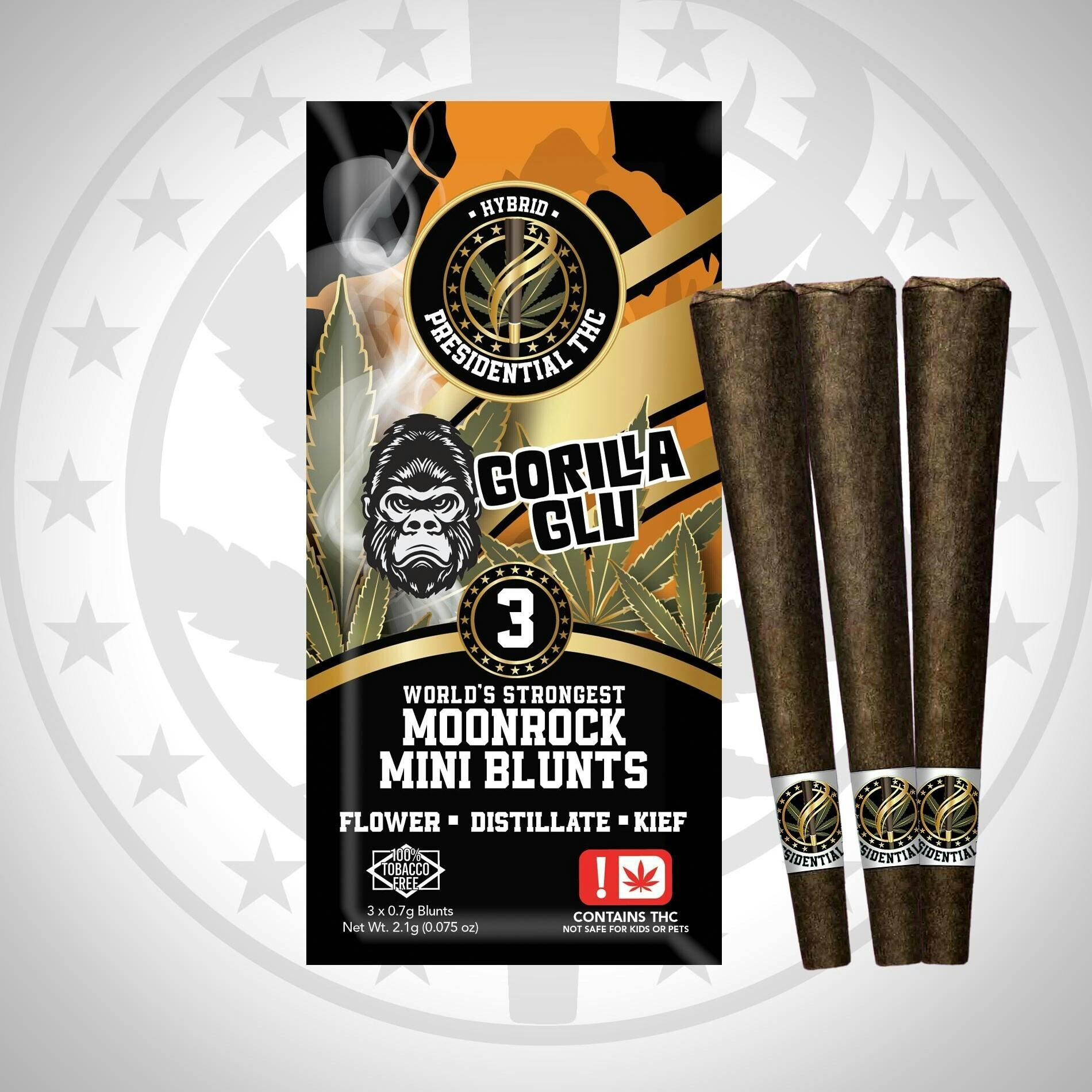 Presidential Mini Blunts - Gorilla Glu (H) - 2.1g Moon Rock Infused Blunts (3ct)