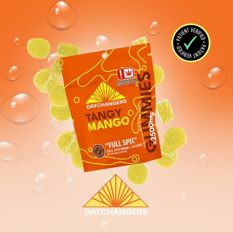 Day Changers - Tangy Mango 1:1 (Full Spec) - (1,300mg THC, 1,000 CBD) Gummies