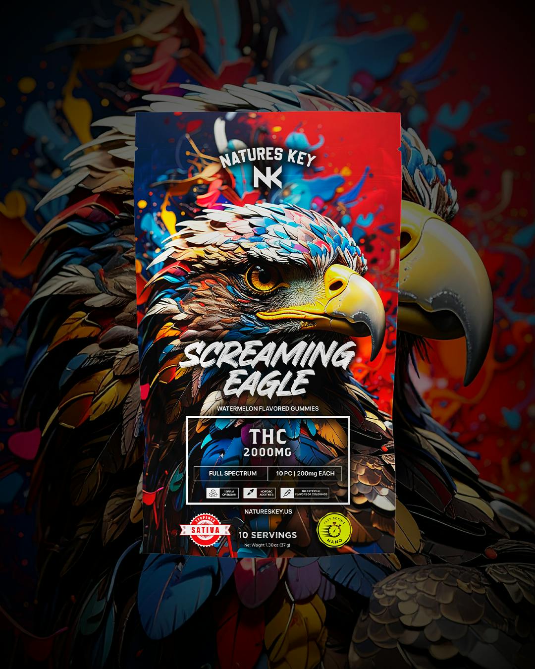 Nature's Key - Watermelon (S) Screamin' Eagle - 2,000mg Nano Gummies (10ct)