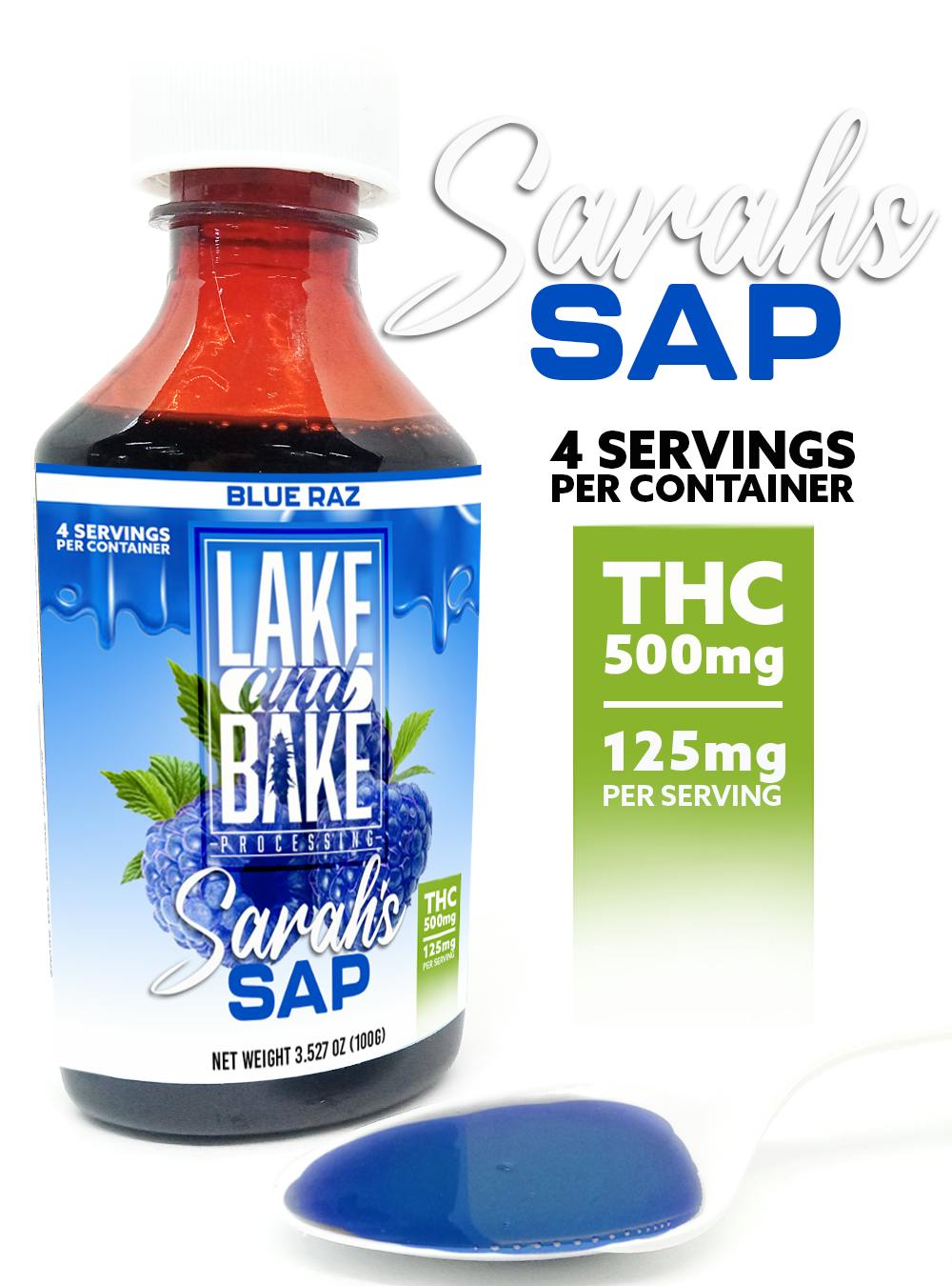 Lake & Bake | Sarah's Sap - Blue Razz - 500mg Syrup