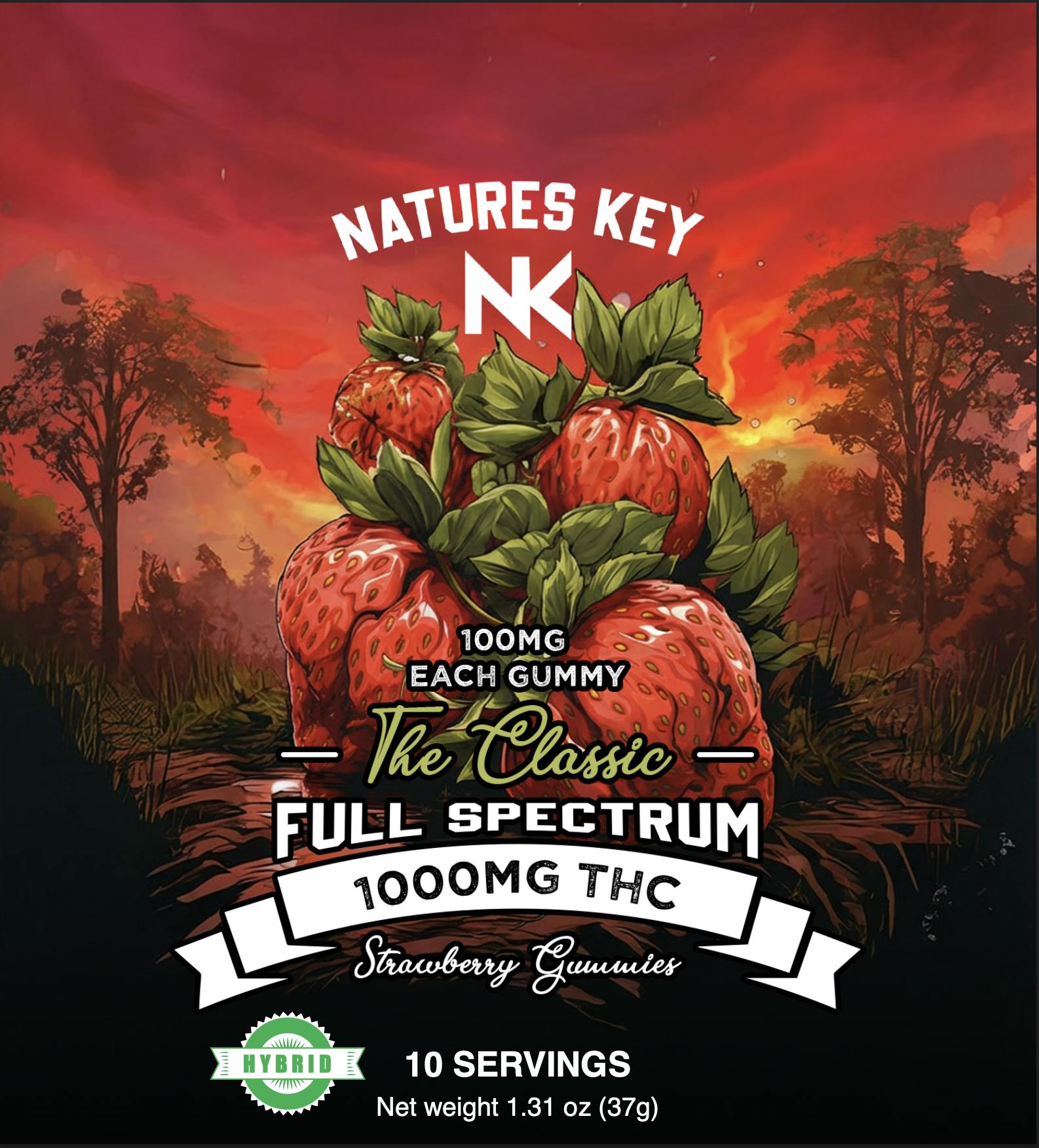 Nature's Key - Strawberry (H) - 1,000mg Gummies (10ct)