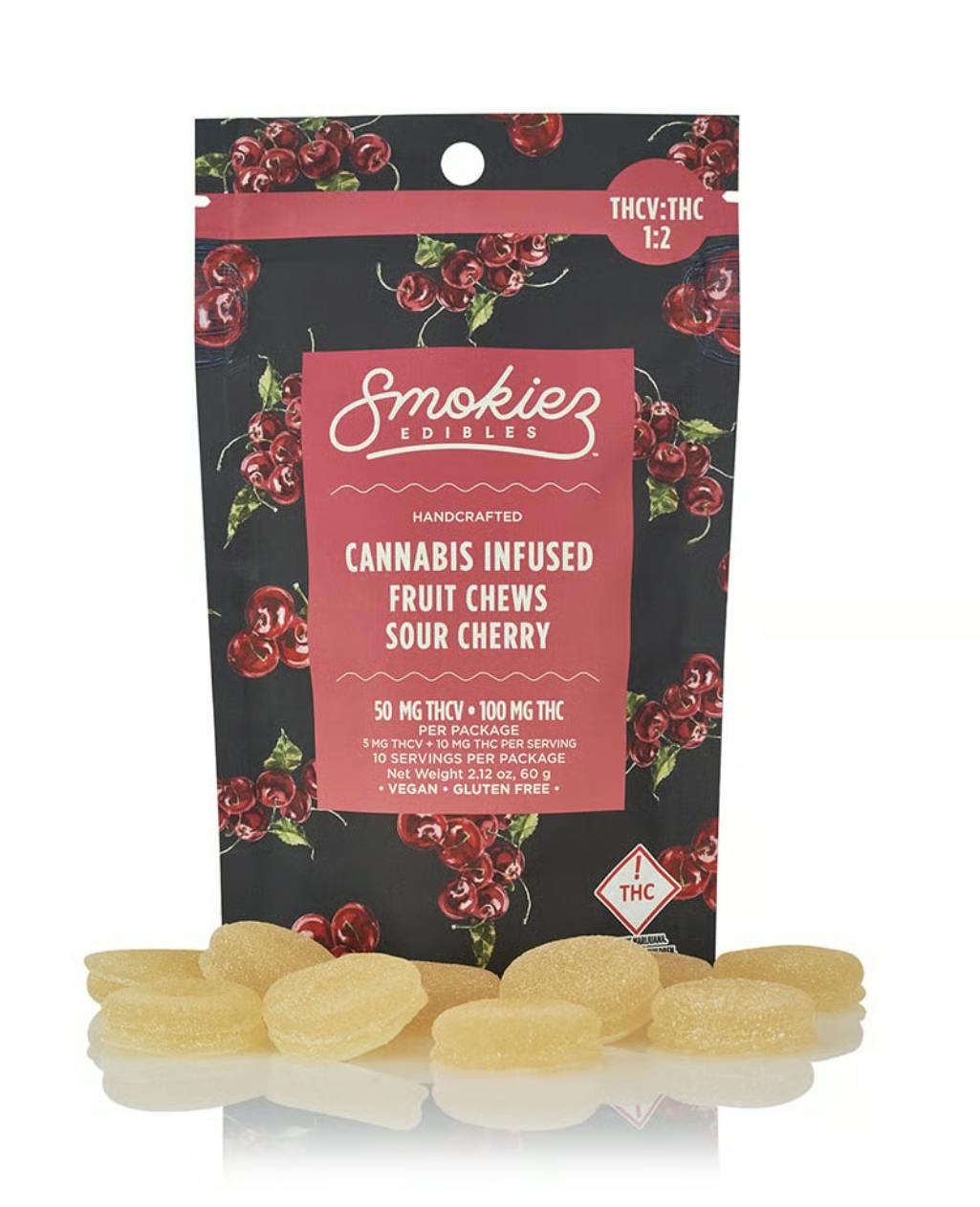 Sour Cherry 100mg THC : 50mg THC-V Fruit Chews - CA