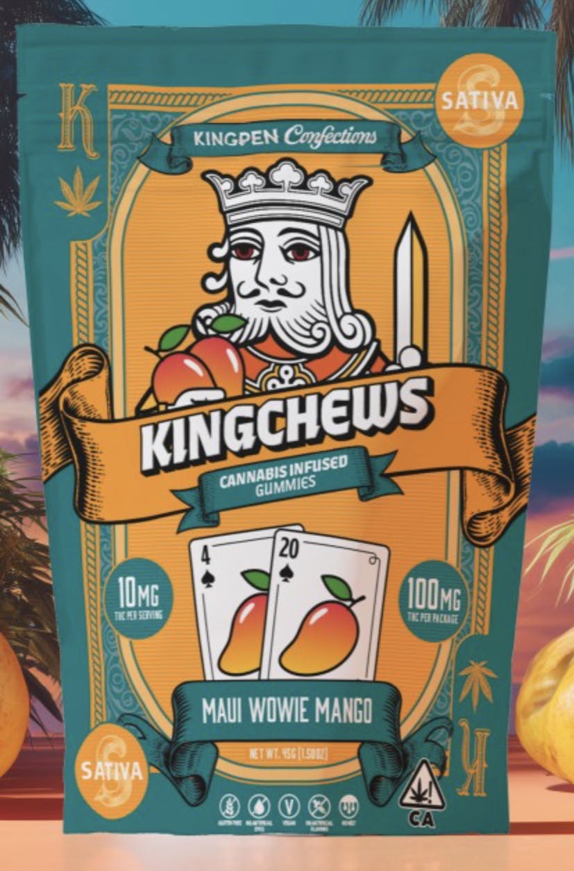 Kingpen | Kingchews | Maui Wowie Mango Gummies | 100mg | 10ct | 10mg/ea