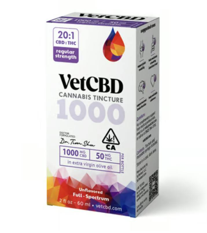 VetCBD, Regular Strength 20:1 Tincture, 1000mg, 2oz