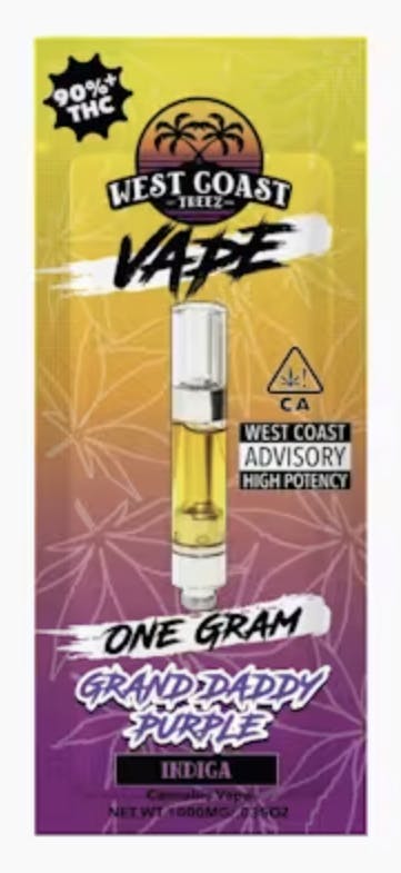 Grand Daddy Purple - Indica - VAPE Cartridge - [1g] by West Coast Treez