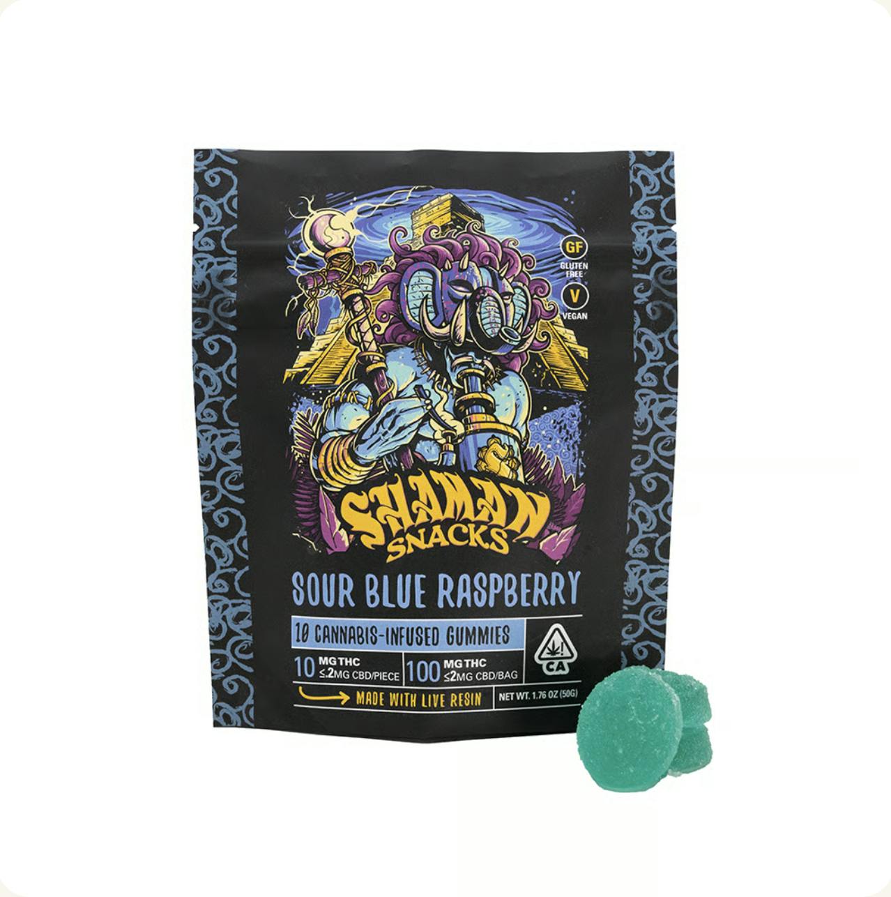 SHAMAN SNACK-SOUR BLUE RASPBERRY (GUMMIES) 100MG (P)