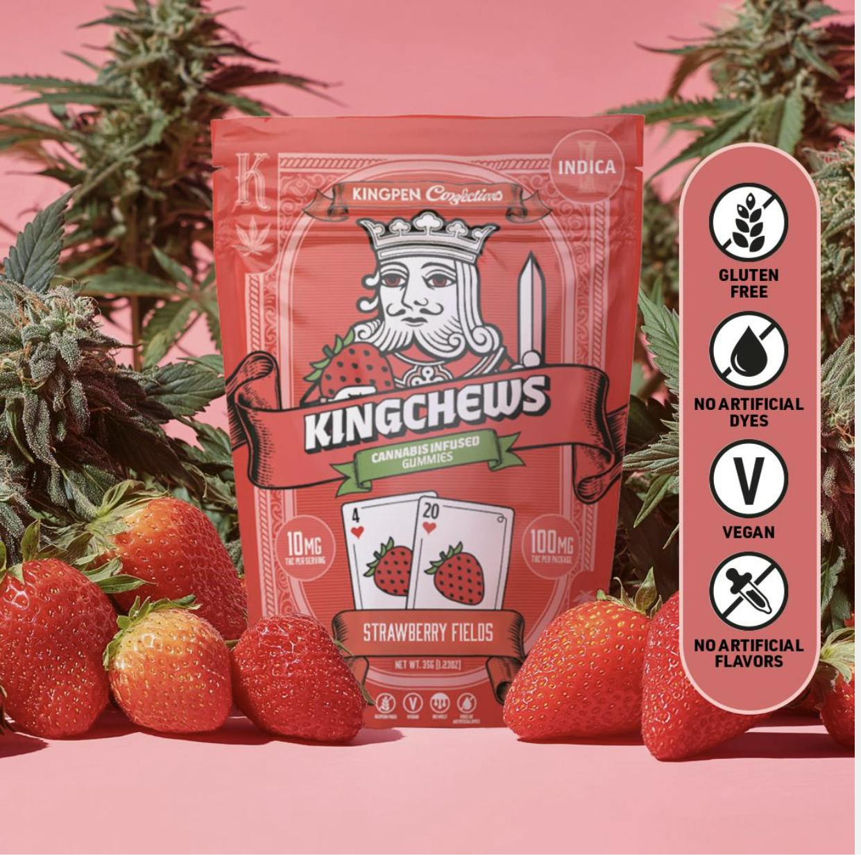KINGROLL-STRAWBERRY FIELDS (GUMMIES) 10PK/100MG (P)