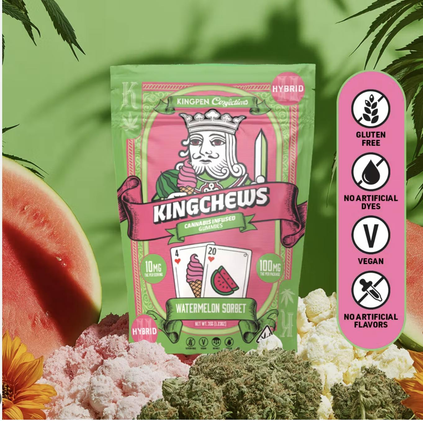 KINGROLL-WATERMELON SORBET (EDIBLES) 10PK/100MG (P)