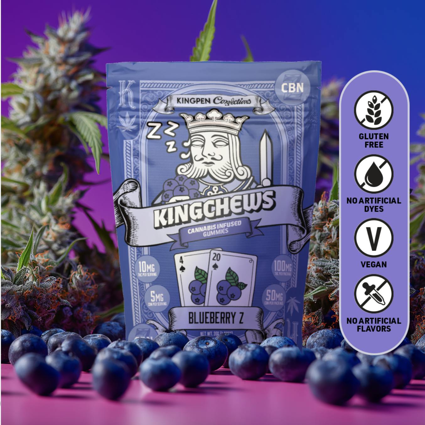 KINGROLL-BLUEBERRY ZZZ (EDIBLES) 2:1 10PK/100MG (P)