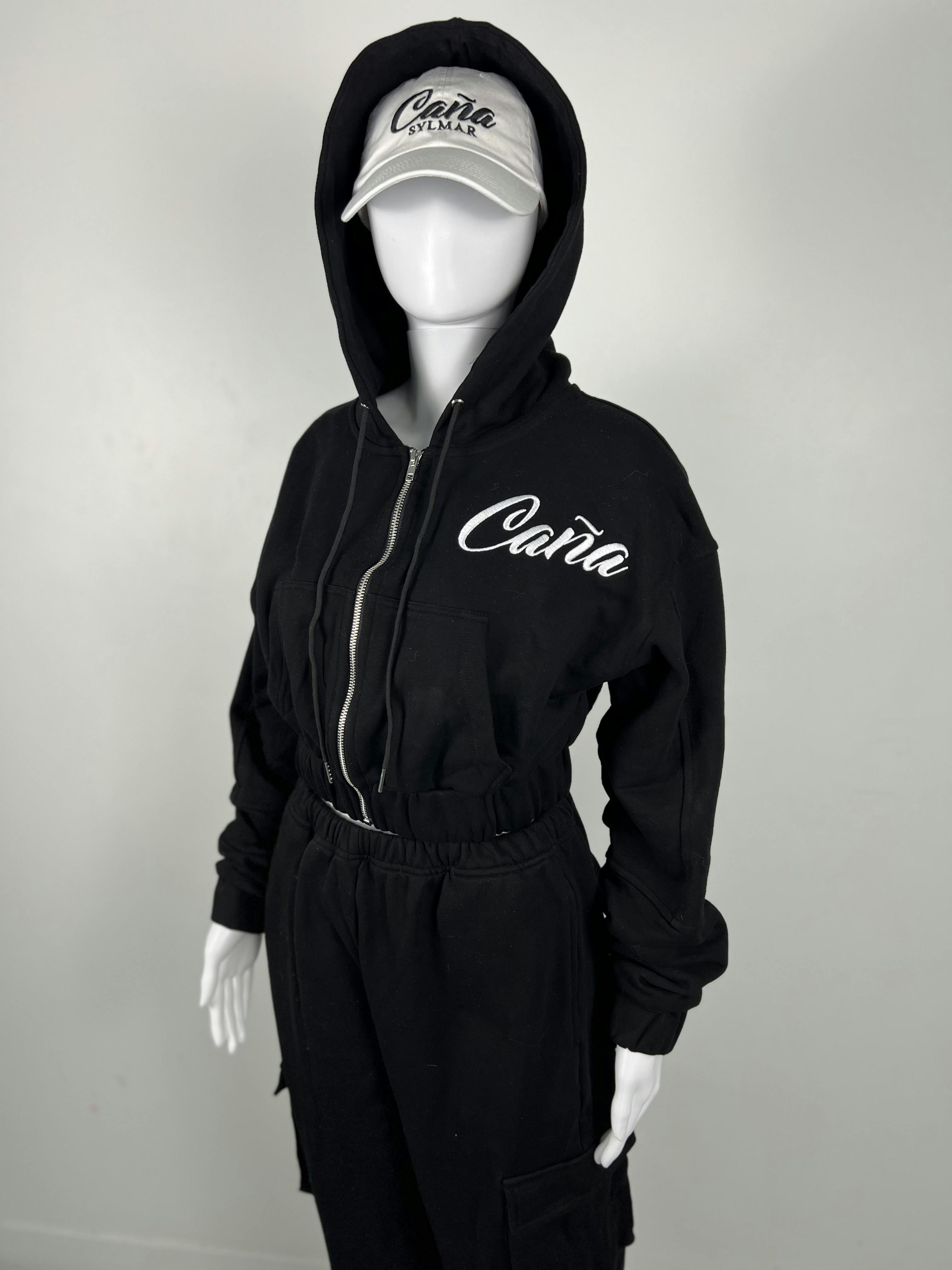 CANA - CROP TOP SWEATSHIRT - BLACK