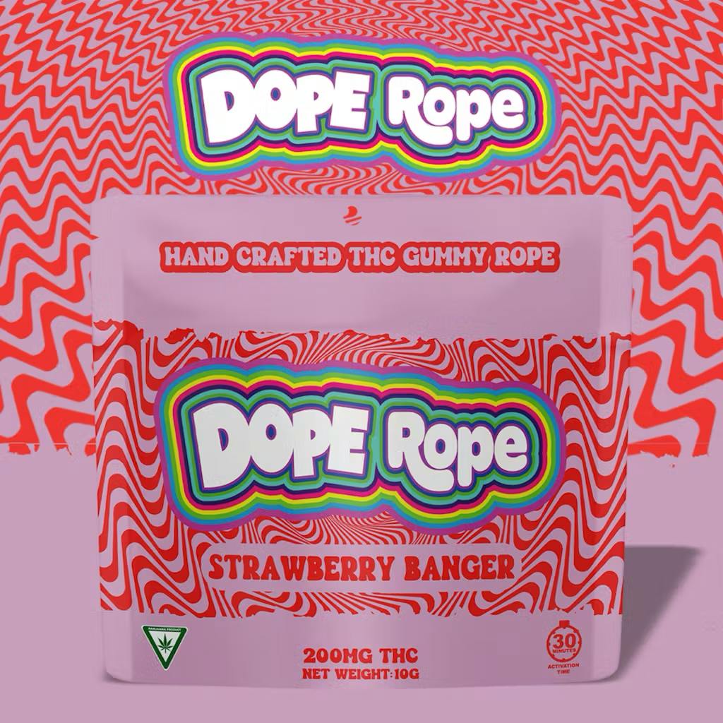 DOPE ROPE | Strawberry Banger | 200MG | Premium Gummy Rope