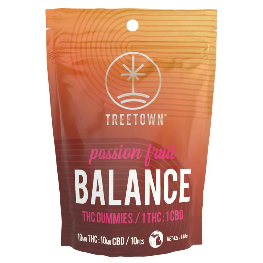 1:1 Passion Fruit Balance | 200mg THC Gummies | 5ct | 40mg/ea by Treetown