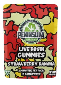 Strawberry Banana Live Rosin Gummies | 200mg | 10ct | 20mg/ea by Peninsula Gardens