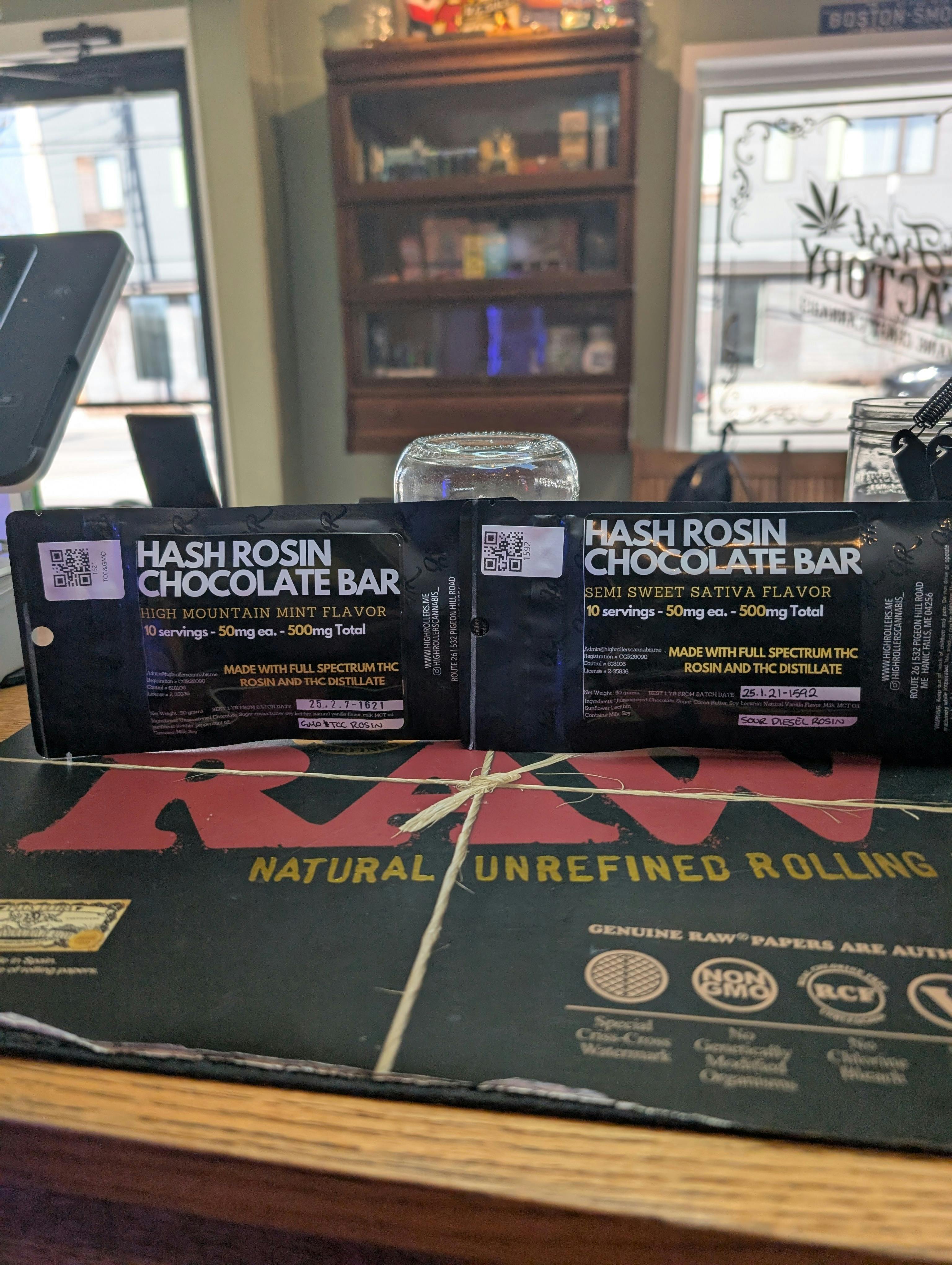 High Roller | Hash Rosin Chocolate Bar | 500mg | Chocolates | 10pk | 50mg/e