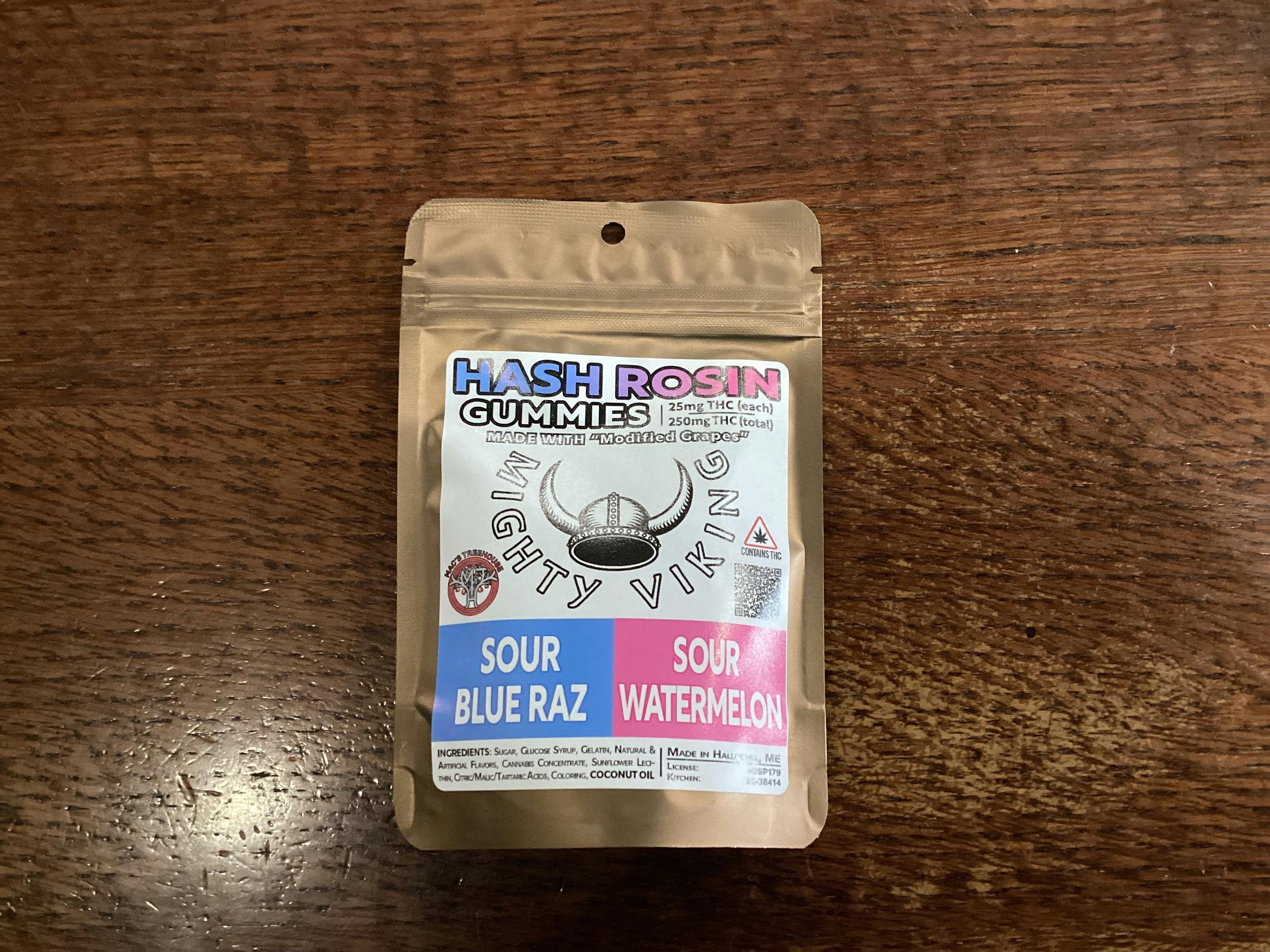 Mighty Viking 25mg HASH ROSIN Gummies – Sour Blue Raz & Watermelon by Mighty Viking