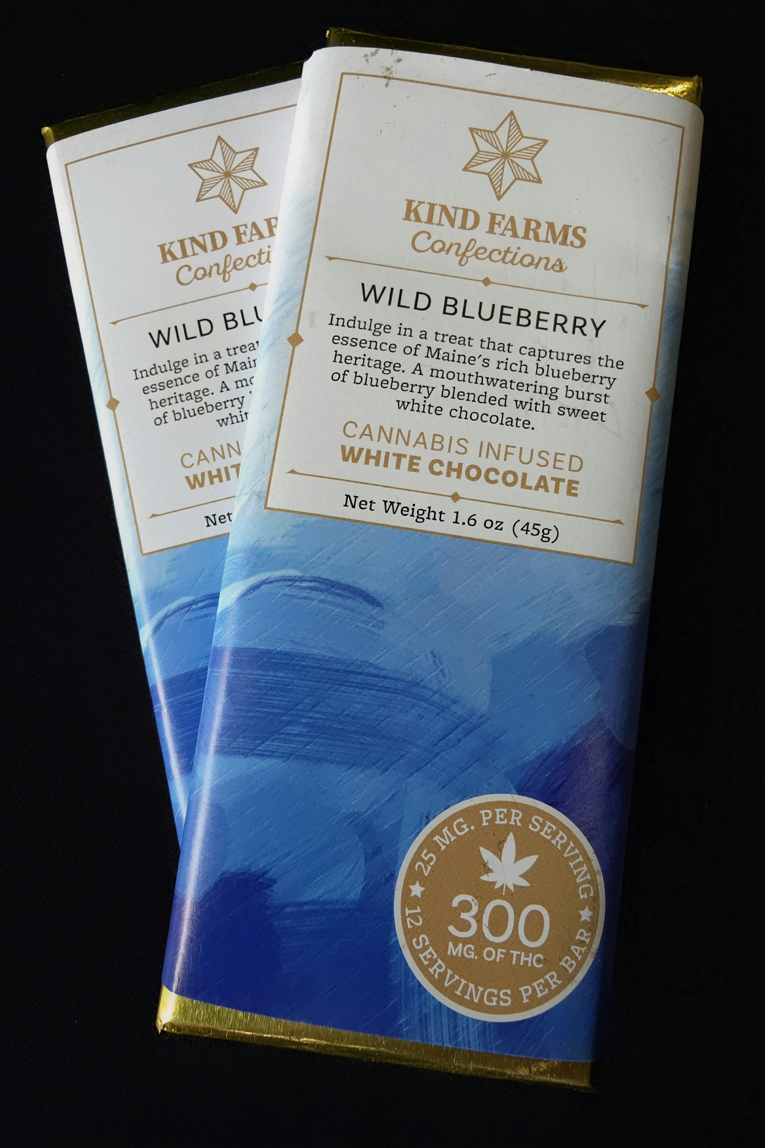Kind Farms Reserve | Wild Blueberry White Chocolate Bar | 300mg