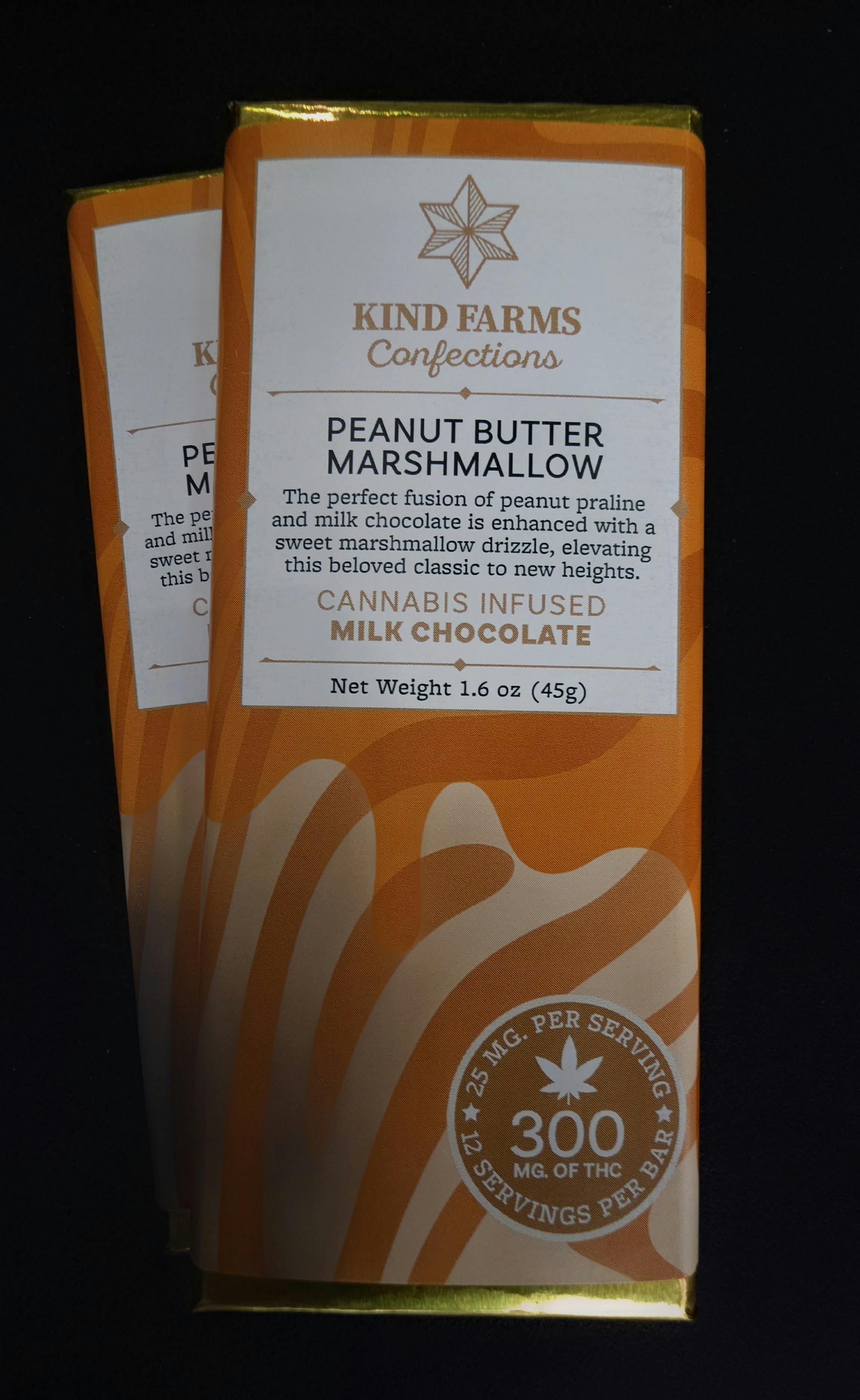 Peanut Butter Marshmellow | 300mg Chocolate Bar | Kind Farms Confections