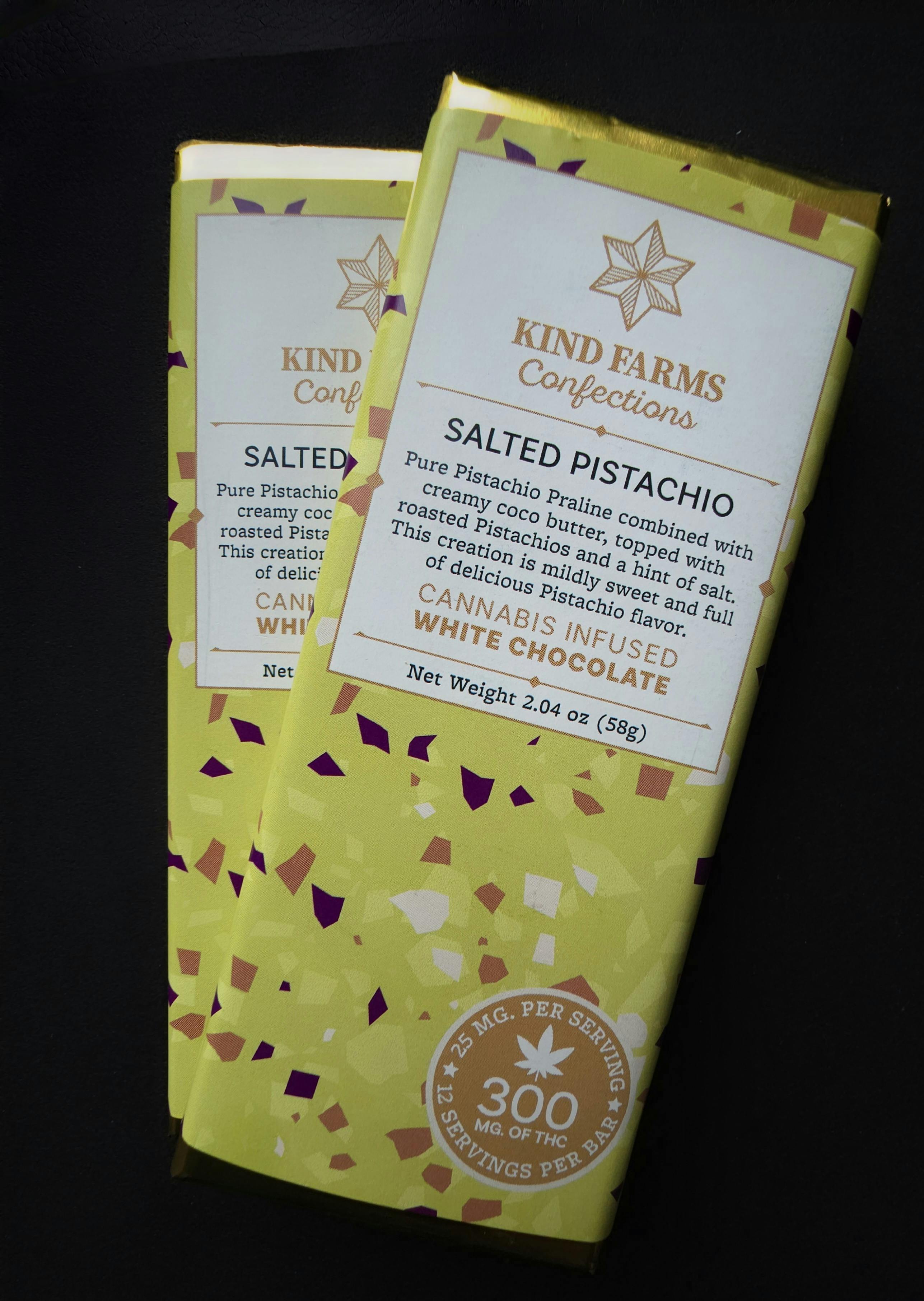 Salted Pistachio Bar 300mg THC - Kind Farms Confections by Kind Farms Reserve