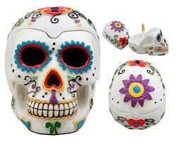 Floral Skull Ceramic Ash Tray