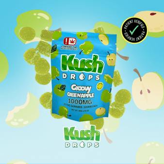 Kush Drops | Groovy Green Apple Gummies | 1000mg THC