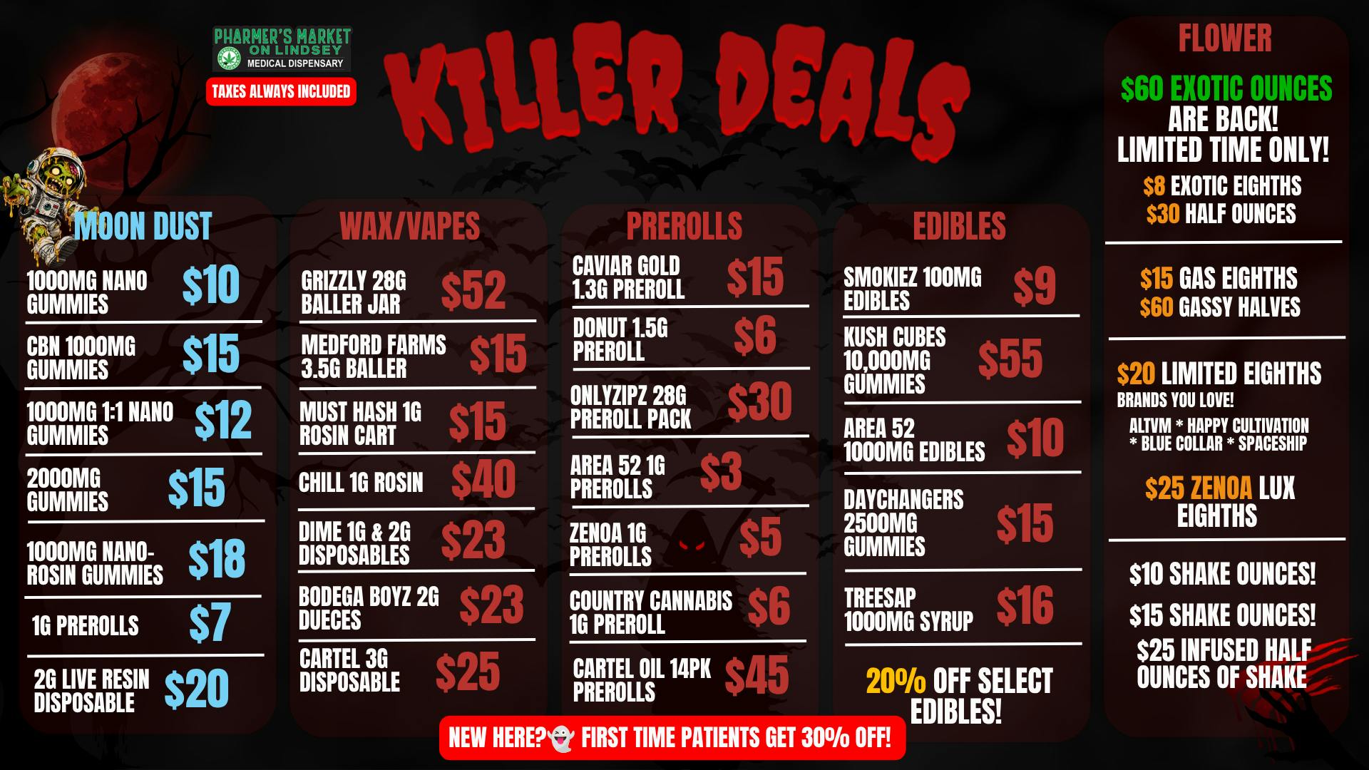 TRICKS? JUST TREATS 🎃 $60 OUNCES! 👻 $5 CARTS! – Pharmer's Market deals flyer