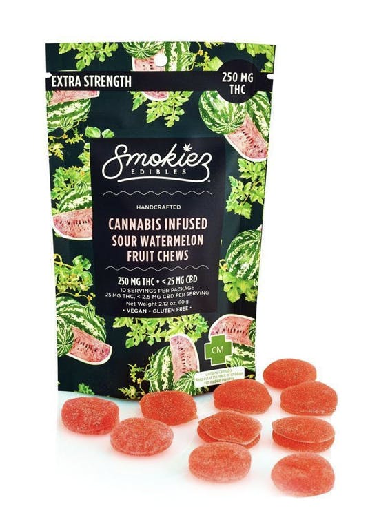 Sour Watermelon Fruit Chews - 250 mg THC - OK