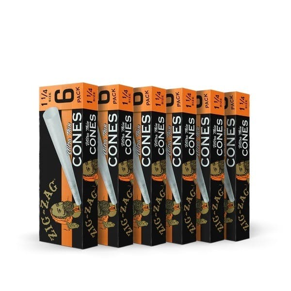 Zig Zag Ultra Thin Cones 6 Pack 1 1/4