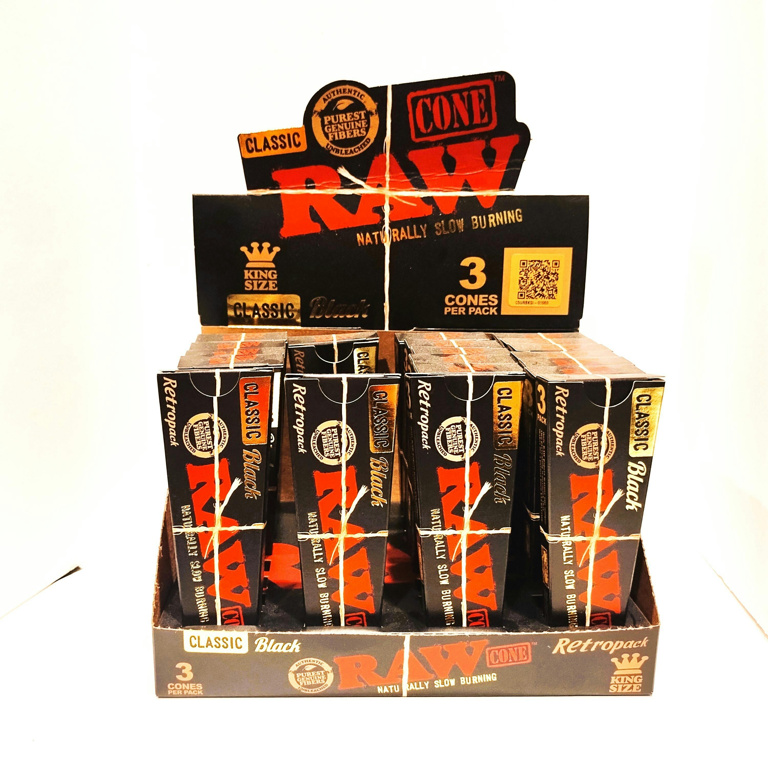Raw Classic Black King Size Cones 3ct